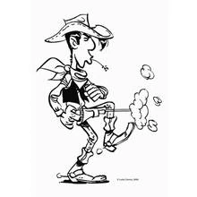 Malvorlage Lucky Luke bläst seinen rauchenden Revolver aus