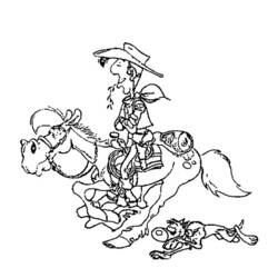 Malvorlage Lucky Luke reitet auf Jolly Jumper mit Rantanplan