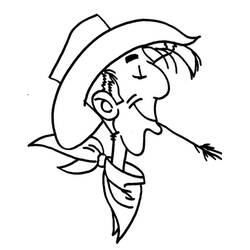 Malvorlage Lucky Luke im Profilporträt mit Hut und Grashalm
