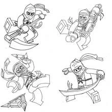 Malvorlage Ninjago Ninjas in Kampfhaltungen