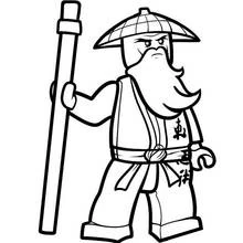 Malvorlage Sensei Wu mit seinem Stab