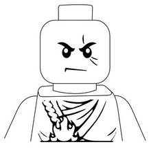 Malvorlage Ninjago Minifiguren-Kopf mit wütendem Gesicht