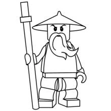 Malvorlage Ninjago weiser alter Kämpfer mit Stab