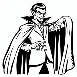 Malvorlage Dracula öffnet seinen Umhang