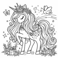 Einhorn-Prinzessin - Kostenlose Ausmalbilder zum Ausdrucken