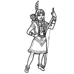 Malvorlage Indianerin mit einem Bogen