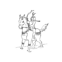 Malvorlage Indianer reitet auf einem Pferd mit Bogen