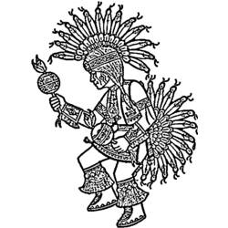 Malvorlage Indianer tanzend mit Federschmuck