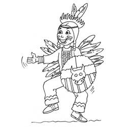 Malvorlage Indianer tanzt mit einem Schild
