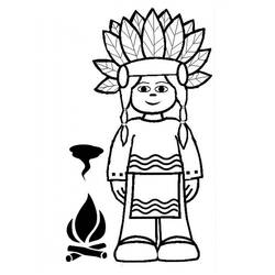 Malvorlage Indianer Kind mit Federschmuck