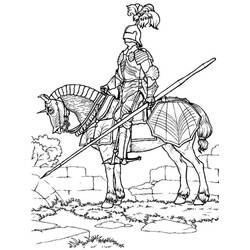 Malvorlage Gepanzerter Ritter zu Pferd mit einer Lanze