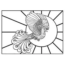 Malvorlage Phoenix fliegt vor der Sonne