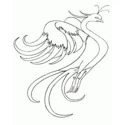 Malvorlage Phoenix mit langen geschwungenen Federn