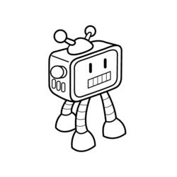 Malvorlage Roboter mit fernseherförmigem Kopf