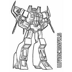 Malvorlage Starscream steht im Robotermodus