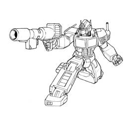Malvorlage Optimus Prime zielt mit seiner Kanone