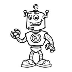 Malvorlage Roboter lächelt und winkt zum Gruß