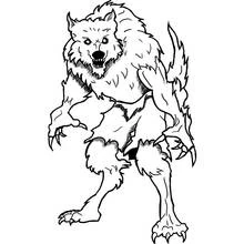 Malvorlage Werwolf steht mit ausgefahrenen Krallen