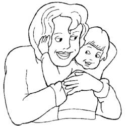 Malvorlage Mama umarmt ihr Kind