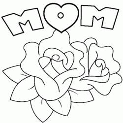 Malvorlage Mama-Schriftzug mit Herz und Rosen