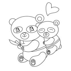 Malvorlage Mama Panda umarmt ihr Baby-Panda