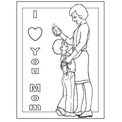Malvorlage Mama schenkt ihrem Sohn ein Geschenk