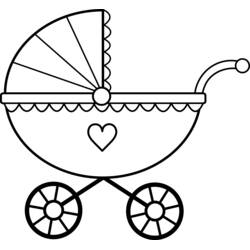Malvorlage Säugling Kinderwagen mit Herzmotiv