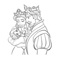 Malvorlage Rapunzels Eltern halten das Baby Rapunzel