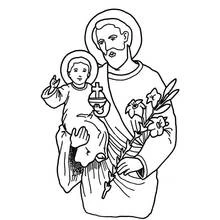 Malvorlage Der heilige Josef mit dem Jesuskind