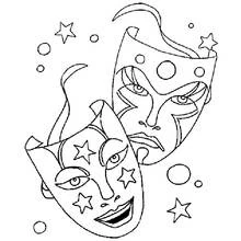 Malvorlage Zwei Mardi-Gras-Masken mit Sternen