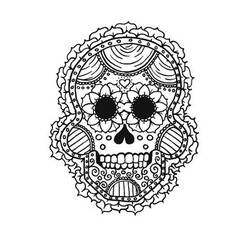 Malvorlage Verzierter Totenkopf mit floralen Mustern