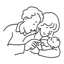 Malvorlage Eltern halten ihr neugeborenes Baby