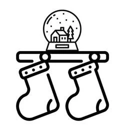 Malvorlage Weihnachtssocken mit Schneekugel