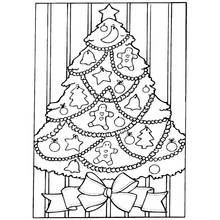 Malvorlage Weihnachtsbaum geschmückt mit Girlanden und Ornamenten