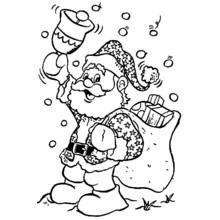 Malvorlage Weihnachtsmann mit Glocke und Geschenkesack