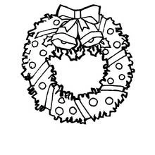 Malvorlage Weihnachtskranz mit Schleife und Glöckchen
