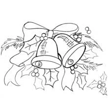 Malvorlage Weihnachtsglocken mit Schleife und Stechpalme