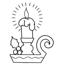 Malvorlage Weihnachtskerze auf einem Kerzenhalter