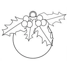 Malvorlage Weihnachtskugel mit Stechpalmenblättern