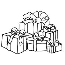 Malvorlage Stapel Weihnachtsgeschenke mit Schleifen