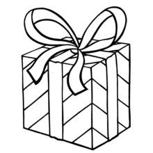 Malvorlage Weihnachtsgeschenk mit großer Schleife