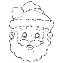 Malvorlage Weihnachtsmann mit lächelndem Gesicht und Vollbart