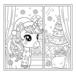 Malvorlage Weihnachtseinhorn am Fenster Malvorlage Weihnachtseinhorn am Fenster