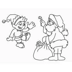 Malvorlage Weihnachtself und Weihnachtsmann