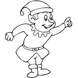 Malvorlage Weihnachtself zeigt nach vorne
