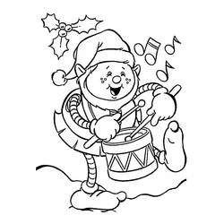 Malvorlage Weihnachtself spielt Trommel