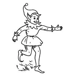 Malvorlage Weihnachtself läuft fröhlich