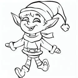 Malvorlage Weihnachtself mit Spitzohren und festlicher Kleidung