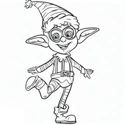 Malvorlage Weihnachtself tanzt mit großen Ohren