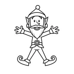Malvorlage Weihnachtself mit erhobenen Armen